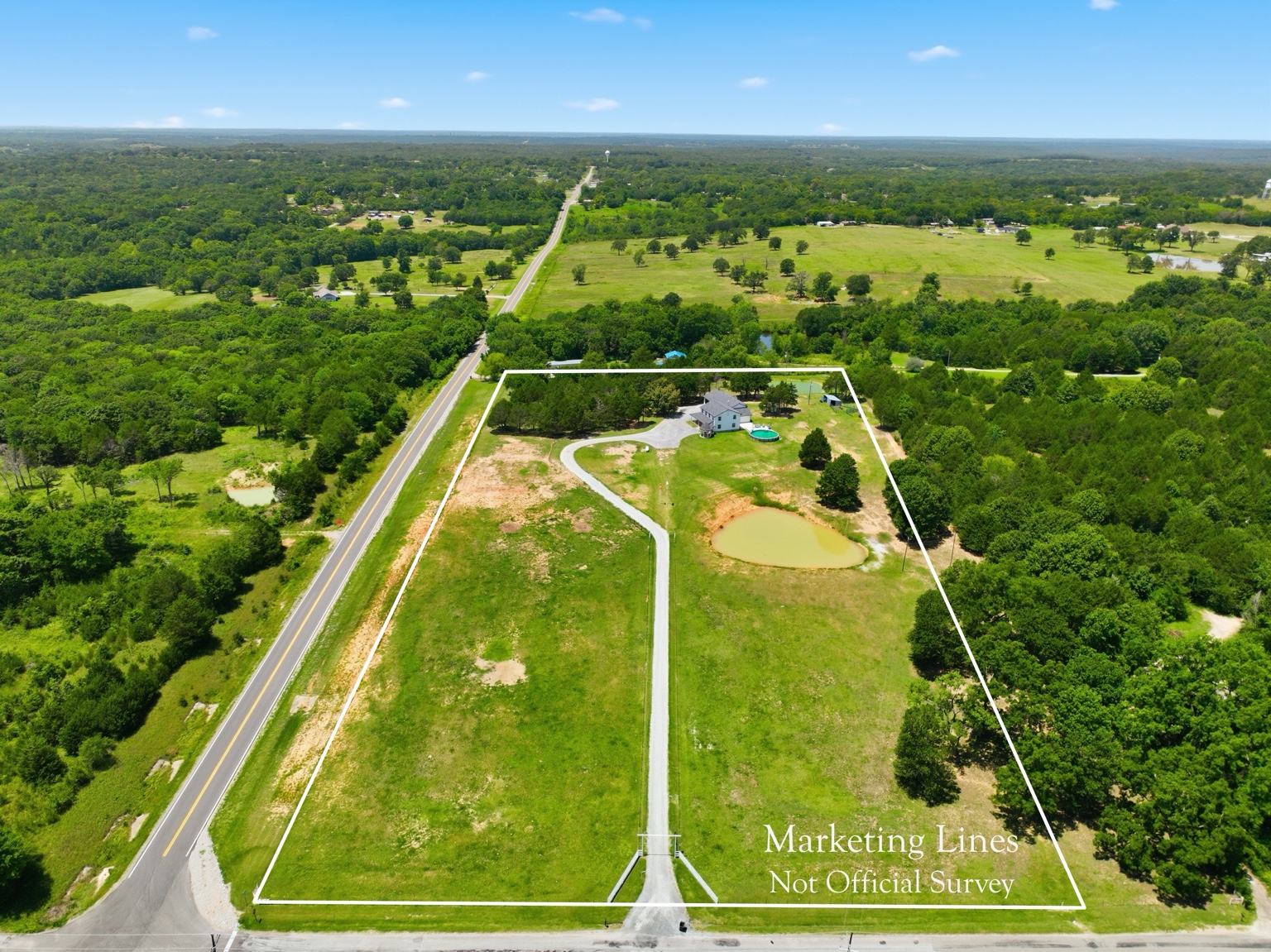 Aerial property image showing lot boundaries and home